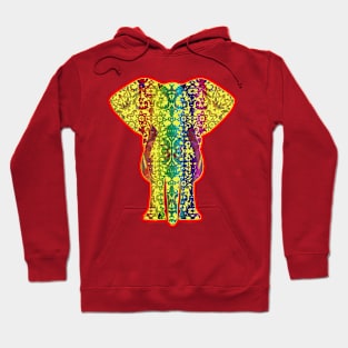 Rainbow Yellow Elephant On Red Hoodie